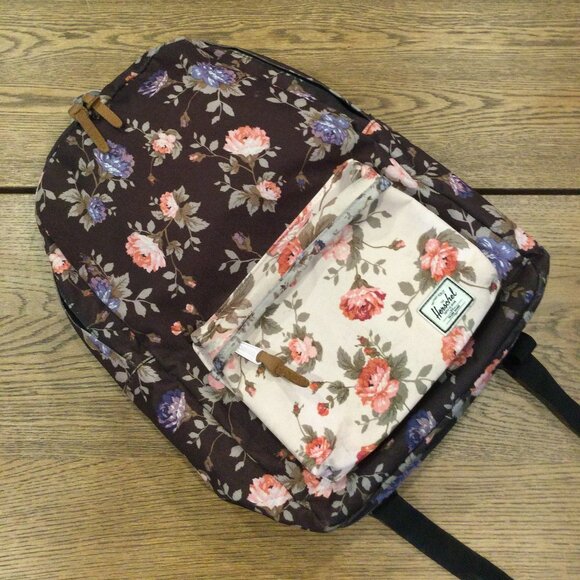 Herschel Supply Co. Handbags - Black Floral/Pink Floral Heritage Mid-Volume Backpack